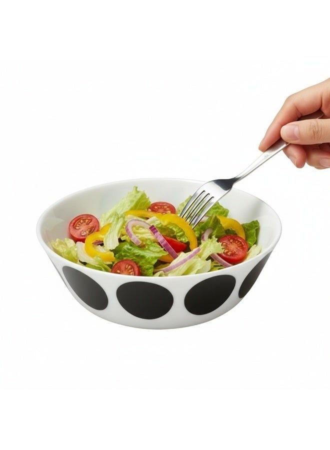 Stylish Tempered Glass Bowl 15 cm – Stackable, Clear Glass with White and Black Dots, Dishwasher and Microwave Safe - Image 2